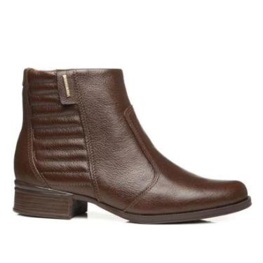 Imagem de Bota Feminina Pegada Couro Salto Baixo Cano Curto Ziper Conforto-Feminino