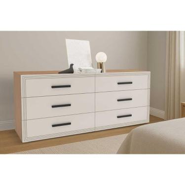 Imagem de Cômoda Casal Valência c/ 6 Gavetas Freijo/Creme - Politorno