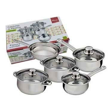 Imagem de Jogo De Panelas 5 Peças Tampa Vidro Aço Inox Wincy