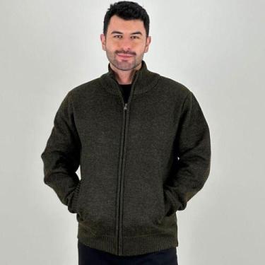 Imagem de Jaqueta Broken Rules de Lã com Zíper Masculina, P, Verde militar