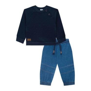 Imagem de Conjunto Roupa Infantil Blusão Confortável Moda Inverno Jacquard Calça