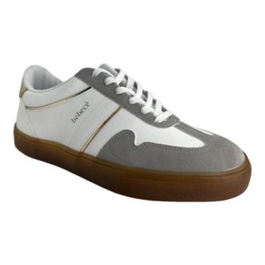 Imagem de Tênis Feminino Bebecê Casual Confortável Moderno Branco/Cinza/Dourado 