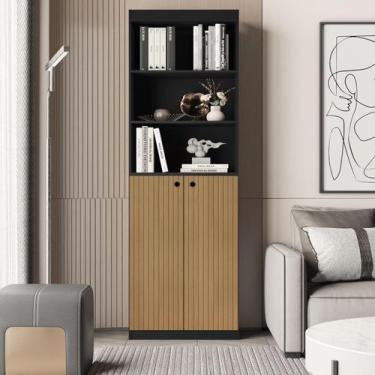 Imagem de Estante Livreiro quarto escritório sala Com 5 Prateleiras e 2 Portas G