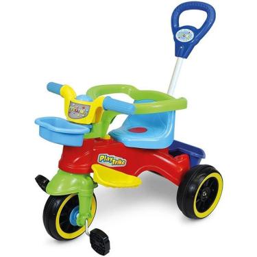 Imagem de Triciclo Play Trike 2 em 1 Passeio e Pedal com Haste-Guia Metálica Colorido Maral
