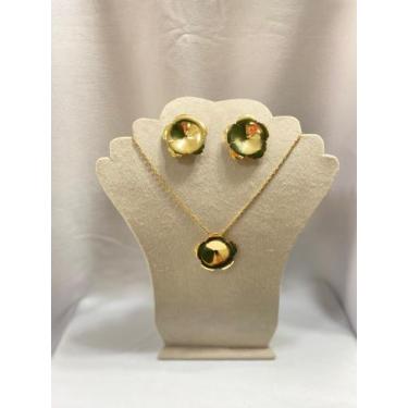 Imagem de Conjunto colar e brincos glamour - florescer