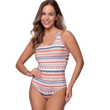 Imagem de Maiô Feminino Estampado Clássico Selene, M, Off white