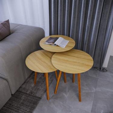 Imagem de Trio Mesa Lateral de Canto 56cm x 45cm x 45cm Marrom - Previlege