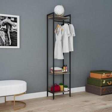 Imagem de Estante Closet Arara 187x45cm 3 Prateleiras Active Yescasa Marrom/Carv