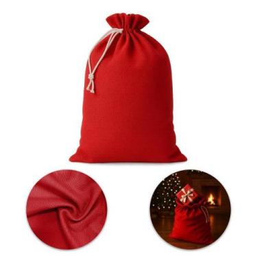 Imagem de Bolsa Papai Noel Vermelha 90x70 cm em Tecido Reforçado para Presentes 