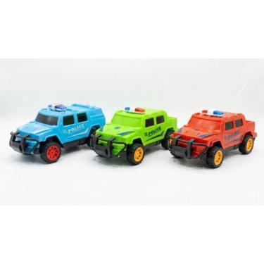 Imagem de Carro Carrinho Controle Remoto Policia 16cm Barato Cor:Azul - Fun, Azu