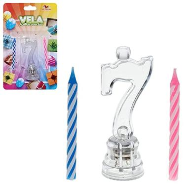 Imagem de Vela Para Festas nº 7 acrílica Com Luz De Led Com as Velas