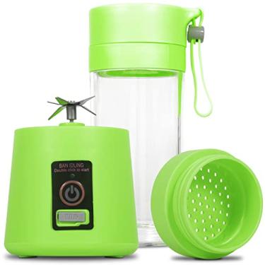 Imagem de Mixer Liquidificador Garrafa 380 ml Elétrica Recarregável Usb Portátil Coqueteleira Suco Vitamina (Verde)