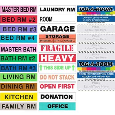 Imagem de Etiquetas para caixa de movimento Tag-A-Room codificadas por cores, 1150 adesivos para movimento, suprimentos para movimento