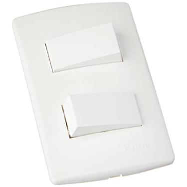 Imagem de Conjunto 2 Interruptores Simples 2P+T com Placa 4X2, Alumbra, Bianco Pro 85126, Branco