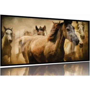 Imagem de Quadro Decorativo Sala Quarto Árvore Grande Azul 130x60 Moldura Preta 2x2