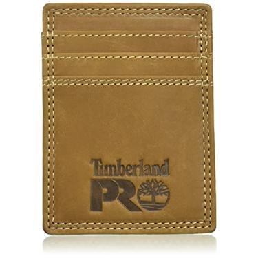 Imagem de Timberland PRO Carteira masculina de couro com bolso frontal com clipe para dinheiro, Trigo, tamanho nico