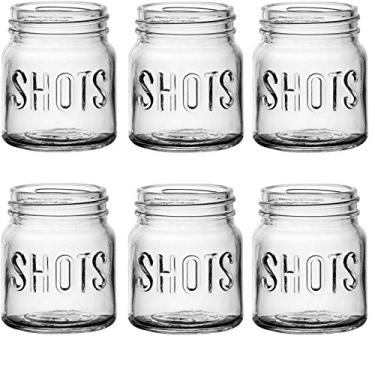 Imagem de Circleware Mini Pote de Mason Copos de Shot com Base Pesada, Conjunto de 6, Fun Party Home Entertainment Dining Beverage Glassware Tumbler Whiskey Coffee Espresso Liquor Bar Jello Cups Block, 140 ml