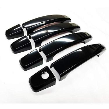 Imagem de Capas de alça de porta S SIZVER Ultra Finish Glossy-Black Series 8 peças compatíveis com Chevrolet Cruze+Camaro+Malibu+Sonic+Volt+Aveo; Buick Regal+Lacrosse