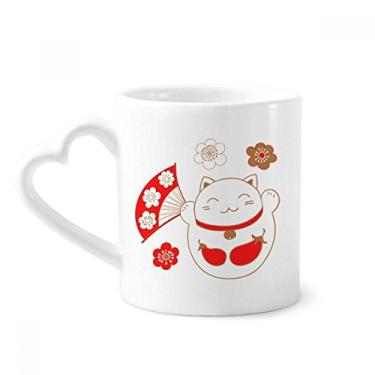 Imagem de Caneca de cobre com flor de gato da sorte Japão caneca de café cerâmica copo de coração de vidro