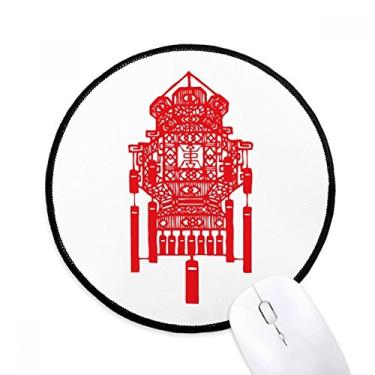 Imagem de DIYthinker Tapete de mouse tradicional chinês padrão vermelho desktop escritório tapete redondo para computador