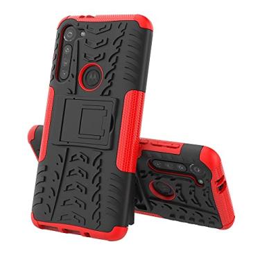 Imagem de Capa protetora de capa de telefone compatível com Moto G8 Power, TPU + PC Bumper Hybrid Militar Grade Rugged Case, Capa de telefone à prova de choque com mangas de bolsas de suporte (Cor: Rojo)