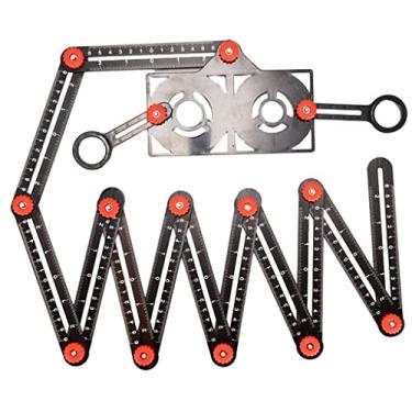 Imagem de Régua de Medição Multiângulo Ajustável com Ferramenta de Localização de Brocas Padrão de Dobramento de Perfurado para Construtores de Pi, 12 vezes