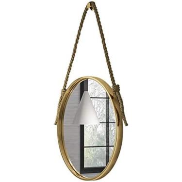 Imagem de Espelhos De Parede Decorativos, Espelhos Montados Na Parede Redondos Com Moldura De Metal Para Banheiro Pendurado Na Parede Com Detalhes Rústicos,Ouro,70CM,Constructive23