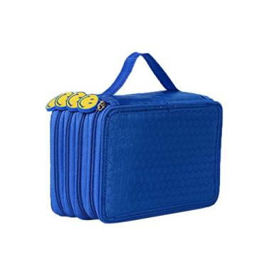 Imagem de Estojo de lápis Elonglin bolsa para caneta prática e grande, multicamadas, com alça para lápis de aquarela, lápis de cor Prismacolor, Crayola, e canetas Marco, 72 compartimentos, azul