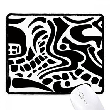 Imagem de Mousepad Egito preto branco abstrato Totem Fresco borda costurada Tapete de borracha para jogos