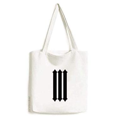 Imagem de Algarismos romanos Três em silhueta preta sacola sacola de compras bolsa casual bolsa de mão