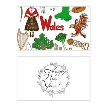 Imagem de Wales Landscap Bandeira Nacional do Reino Unido Ano Novo Cartão de felicitações Bless Mensagem Presente