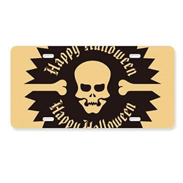 Imagem de DIYthinker Etiqueta de aço inoxidável para decoração de placa de carro com estampa circular de Halloween