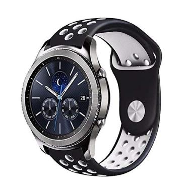 Imagem de Pulseira 22mm Sport compatível com Samsung Galaxy Watch 3 45mm - Galaxy Watch 46mm - Gear S3 Frontier - Amazfit GTR 47mm - Amazfit GTR 2 - Marca LTIMPORTS (Preto com Branco)