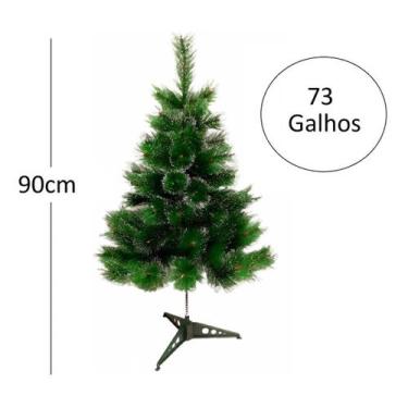 Imagem de Árvore Pinheiro De Natal Cor Verde Com Neve 90 Cm A0609m Com 73 Galhos