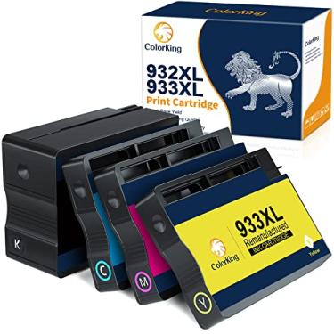 Imagem de Colorking Cartucho de tinta compatível para impressora HP 932XL 933XL 932 XL 933 XL para HP OfficeJet 6600 6700 6100 7110 7612 7510 7610 7620 (preto, ciano, amarelo, magenta, pacote com 4)