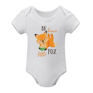 Imagem de SHUYINICE Macacão infantil engraçado para meninos e meninas, macacão premium para recém-nascidos, Be Brave Little Fox Baby Onesie, Branco, 12-18 Months