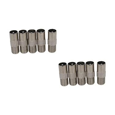 Imagem de Bettomshin 10 peças conector adaptador coaxial RF fêmea para PAL macho conector compatível para aplicações RF antenas dispositivos LAN sem fio prata