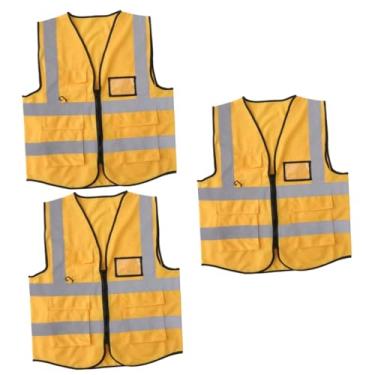 Imagem de DOITOOL 3 Pecas colete para noite jaqueta laranja equipamento de alta visibilidade tops regata colete de atividades de emergência colete de tráfego voluntário reflexivo
