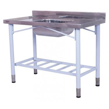 Imagem de Pia Industrial Benfati Inox 430 120x60cm Pés Pintados Paneleiro Gradeado com 1 Cuba 551GR