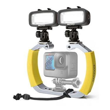 Imagem de Conjunto de equipamentos de mergulho Movo com 2 luzes de LED à prova d'água – Compatível com GoPro HERO3, HERO4, HERO5, HERO6, HERO7, HERO8, Max, Session e DJI Osmo Action Cam – Acessórios para câmera subaquática