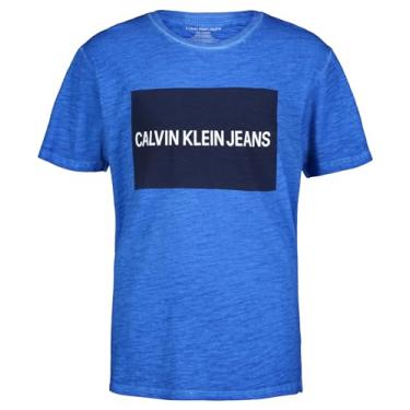 Imagem de Calvin Klein Camiseta de gola redonda com logotipo Institution, Prince Blue, 10-12