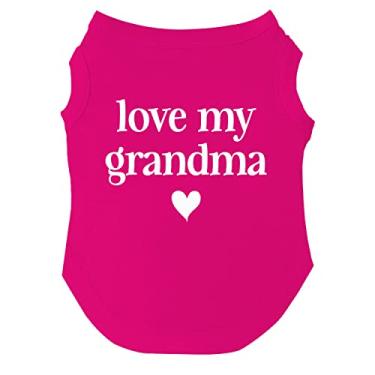 Imagem de Camiseta Love My Grandma Dia dos Namorados para filhotes, brinquedos e raças grandes (rosa choque, médio 399)