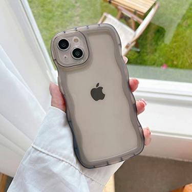 Imagem de Para iphone 15 14 13 12 11 pro max mini xs se 7 8 plus caso bonito transparente onda encaracolado híbrido capa macia, preto, para iphone 12