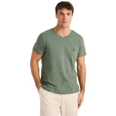 Imagem de NAUTICA Camiseta masculina com logotipo J-Class gola V, ArticFern, GG, Artic-samambaia., GG