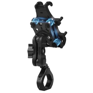 Imagem de ZIDIYORUO Suporte de telefone UTV antivibração resistente, suporte de telefone SXS de proteção total com suporte de alumínio adequado para gaiola de rolo de 4,4 a 5 cm, suporte ajustável para celular