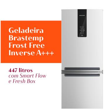 Imagem de Refrigerador Brastemp Inverse Frost Free A+++ 447 Litros Branco com Smart Flow e Fresh Box - BRE57FB