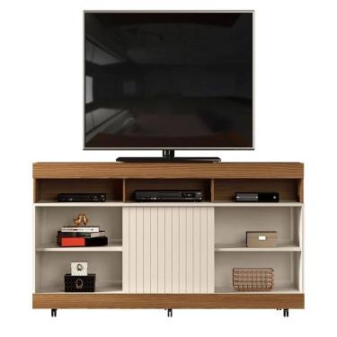 Imagem de Rack para Sala Lev 120 Carvalho Nobre Off White – DJ Móveis