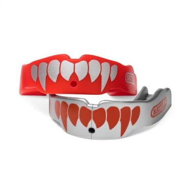 Imagem de Protetor bucal de futebol americano Battle Fangs – Protetor bucal esportivo com alça removível – Protetor bucal serve com ou sem suportes nos dentes – Tamanhos de protetor bucal para adultos e jovens