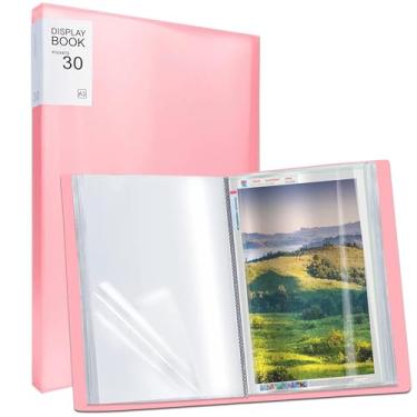 Imagem de SKRYUIE A3 Livro de armazenamento de pintura de diamante - capacidade de pintura de 60 diamantes, protetores de 30 páginas, 43,7 x 32,5 cm, pasta de portfólio para apresentação e organização - rosa