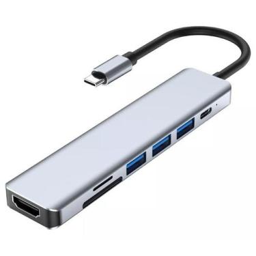 Imagem de Hub Cabo Adaptador Multiportas Usb-C 7 Em 1 Hdmi 4K Usb 3.0 - Hub Tipo
